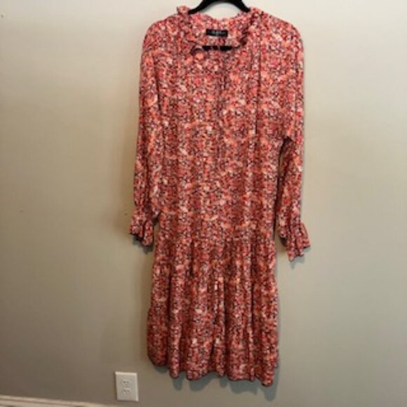 OPT pinks, reds and orange Floral loose fitting Midi dress size XS - Picture 1 of 5